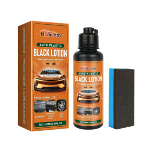 Fast-acting car interior plastic retreader for blackening and brightening surfaces safely
