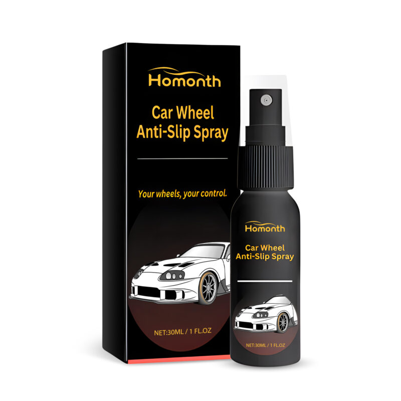 Car wheel anti-slip spray for enhanced grip on surfaces