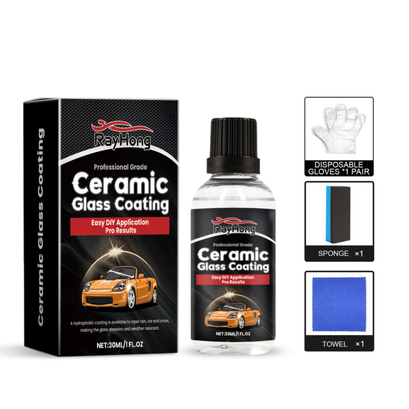 Car window cleaner and ceramic glass coating for automotive windows