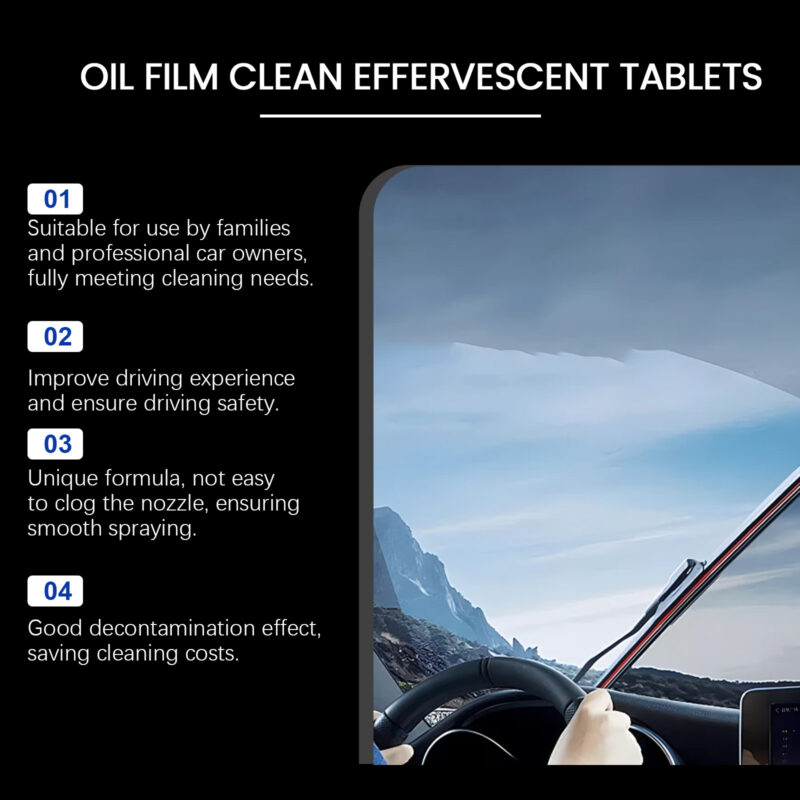 Car Windshield Oil Film Cleaner: Fast-Acting Effervescent Tablet, Safe Formula - Image 3