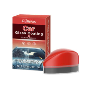 Fast-acting car windshield oil film cleaner with safe coating for bright glass