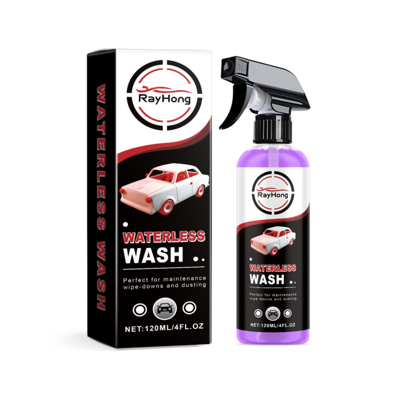 Fast-acting car cleaner and tire brightener multi-purpose surface-safe formula bottle