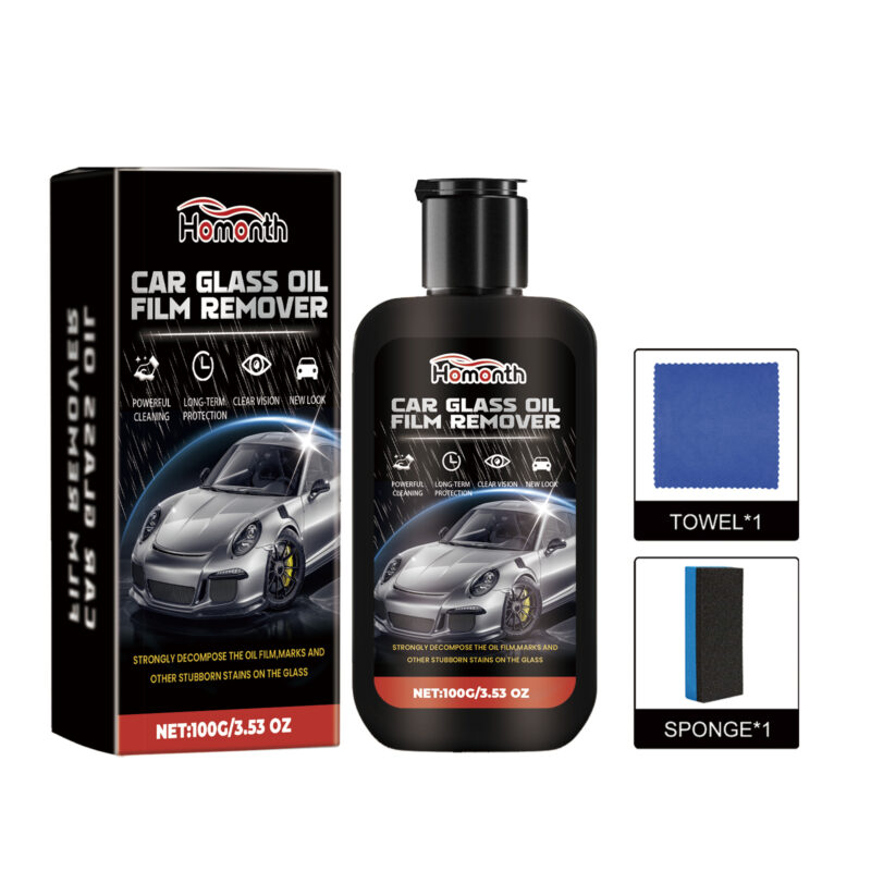 Fast-acting car glass cleaner with waterproof windshield coating for clear visibility