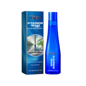 Fast-acting car glass oil film remover for quick window cleaning