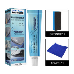 Fast-acting car glass oil film remover for windshield cleaning