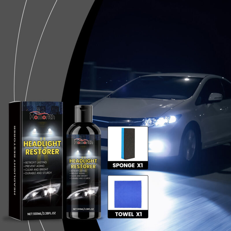 Fast-Acting Car Headlight Cleaner: Refurbishment Fluid for Scratches, Yellowing – Surface-Safe - Image 2