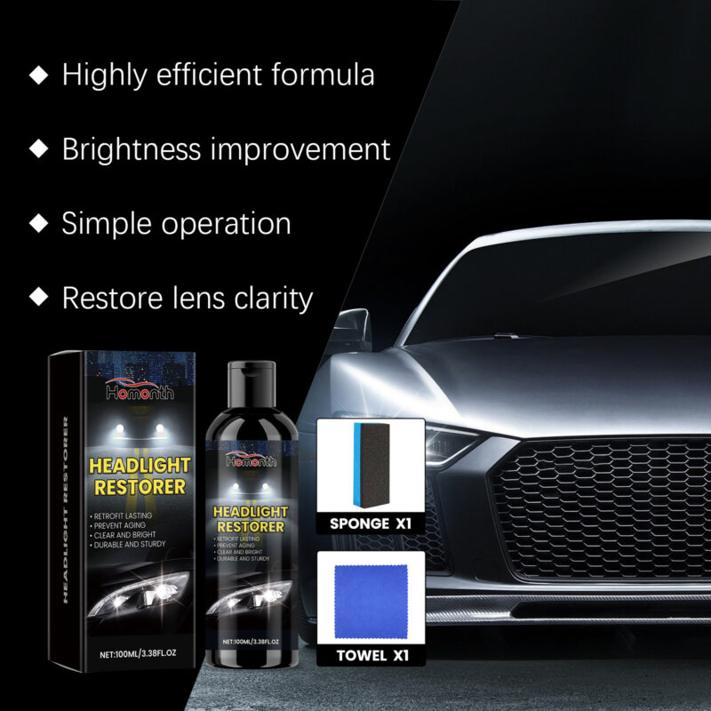 Fast-Acting Car Headlight Cleaner: Refurbishment Fluid for Scratches, Yellowing – Surface-Safe - Image 4
