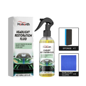 Fast-acting car headlight restoration fluid for scratch repair and brightening headlights