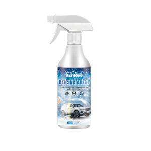 Fast-acting car ice remover quickly melts winter snow from windshield