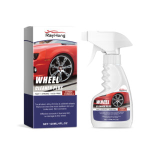 Fast-acting car wheel cleaner removing rust from alloy wheels