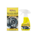 Fast-acting car wheel cleaner spray removing dirt from rims