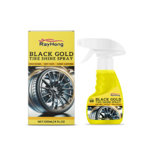 Fast-acting car wheel cleaner spray removing dirt from rims