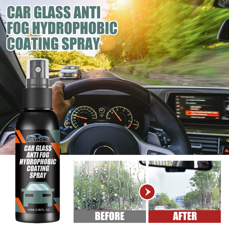 Fast-Acting Car Windshield Anti-Fog Hydrophobic Spray – Rearview Mirror Cleaner, Surface-Safe - Image 2