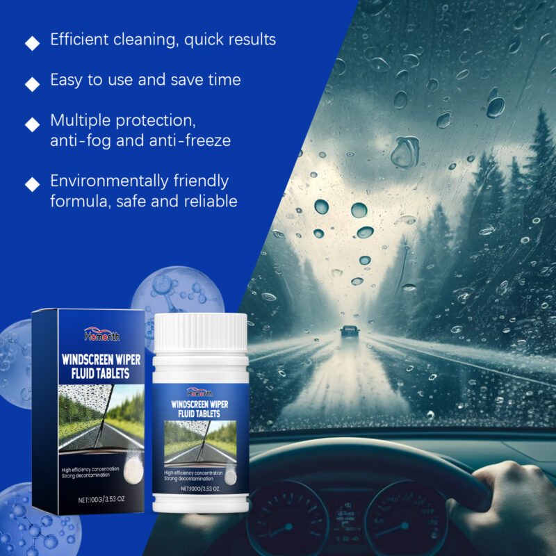 Fast-Acting Car Windshield Cleaner: Effervescent Tablets Remove Stains & Oil Film - Image 3