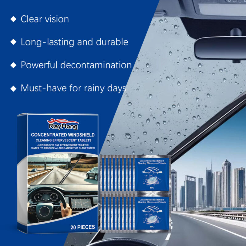 Fast-Acting Car Windshield Cleaner Tablet – Water Stain Remover, Waterproof Effervescent - Image 4