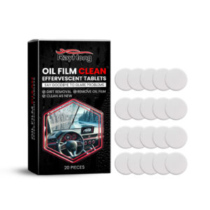 Fast-acting car windshield oil film remover tablet for safe clear vision