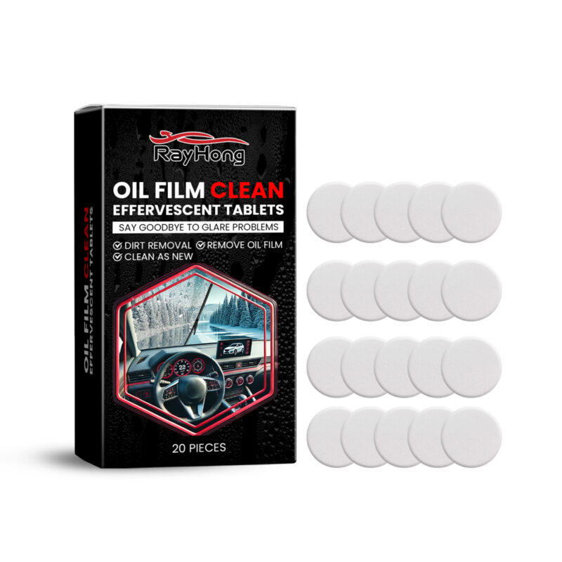 Fast-acting car windshield oil film remover tablet for safe clear vision