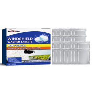 Fast-acting car windshield washer tablets for quick glass cleaning