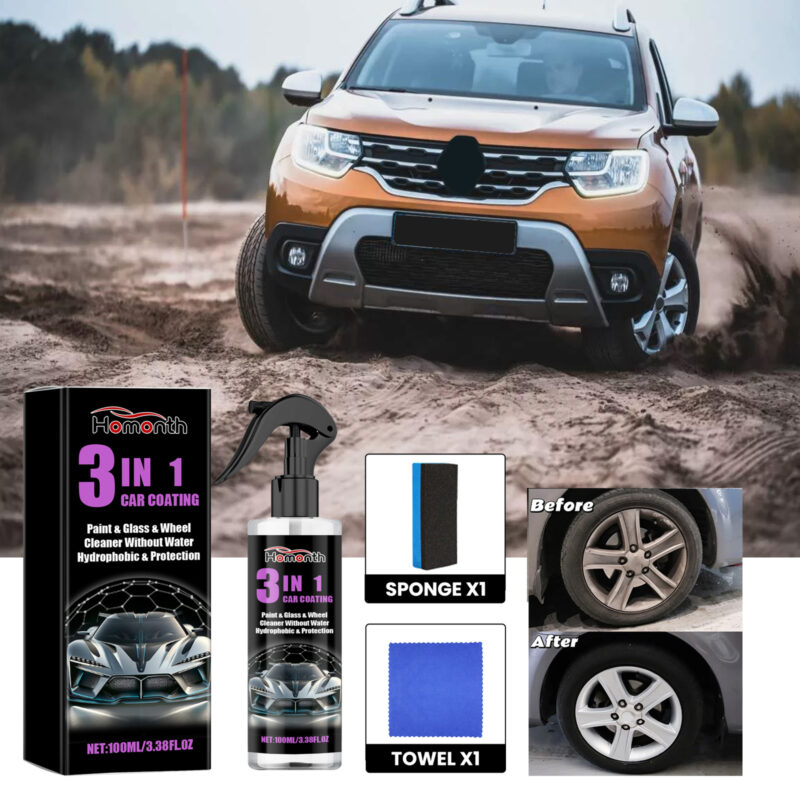 Homonth 3-in-1 Car Coating – Paint Protector, Tire Cleaner, Decontamination Spray - Image 2
