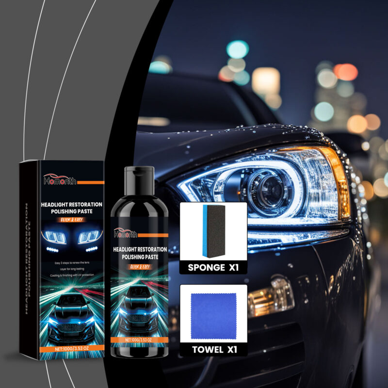 Homonth Car Headlight Repair Cream: Fast-Acting Yellow Remover, Multi-Purpose Brightener - Image 2