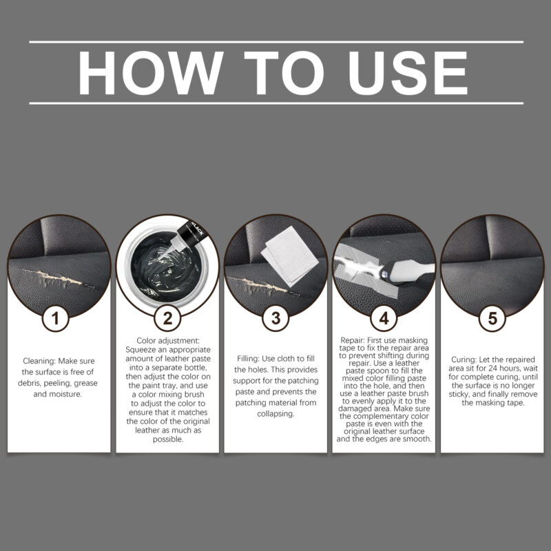Homonth Car Leather Repair Kit: Fix Cracks/Scratches, Safe for Seats - Image 6