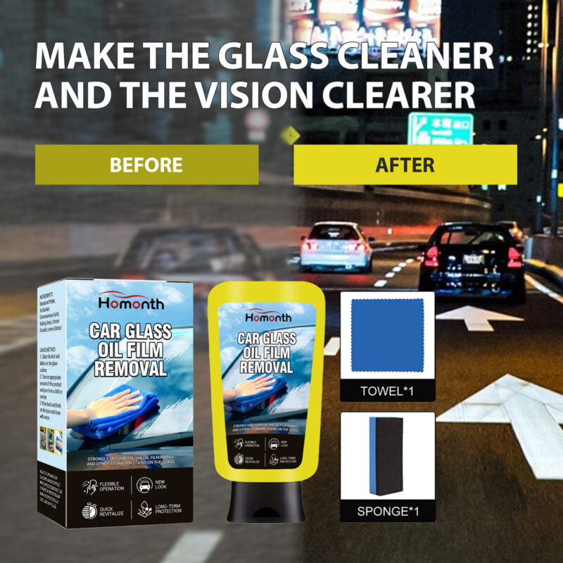 Homonth Car Windshield Cleaner: Oil Film Remover, Anti-Rain/Fog, Fast-Acting, Surface-Safe - Image 2