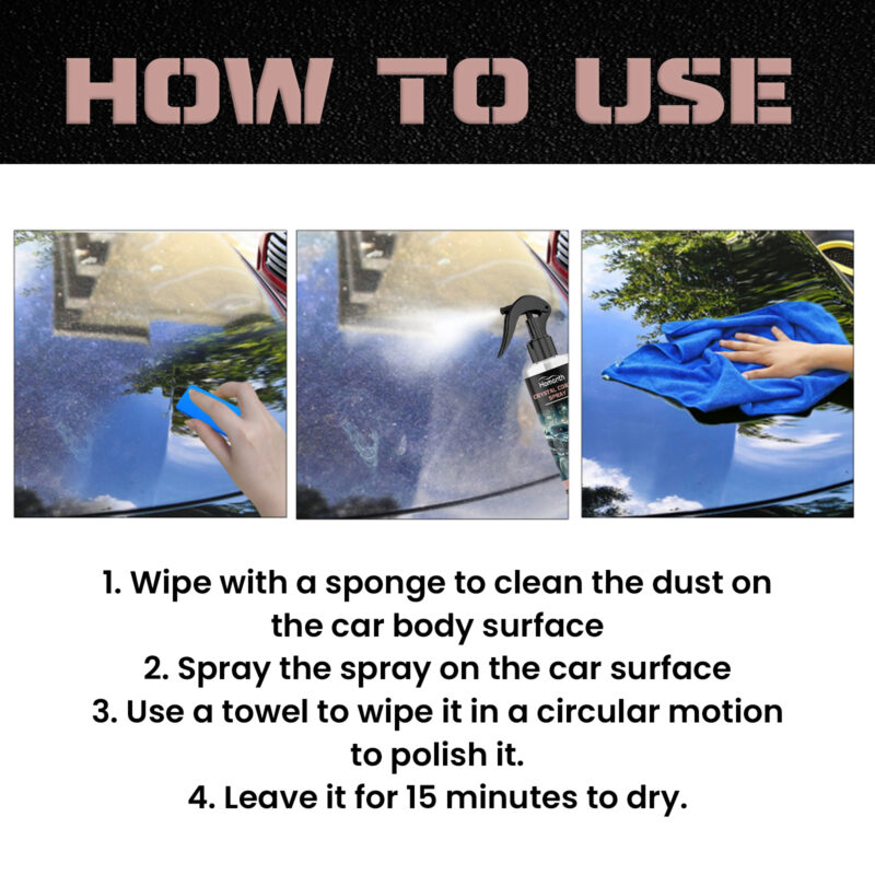 Homonth Crystal Coating Spray – Multi-Purpose, Long-Lasting Car Paint Gloss & Water Stain Remover - Image 5