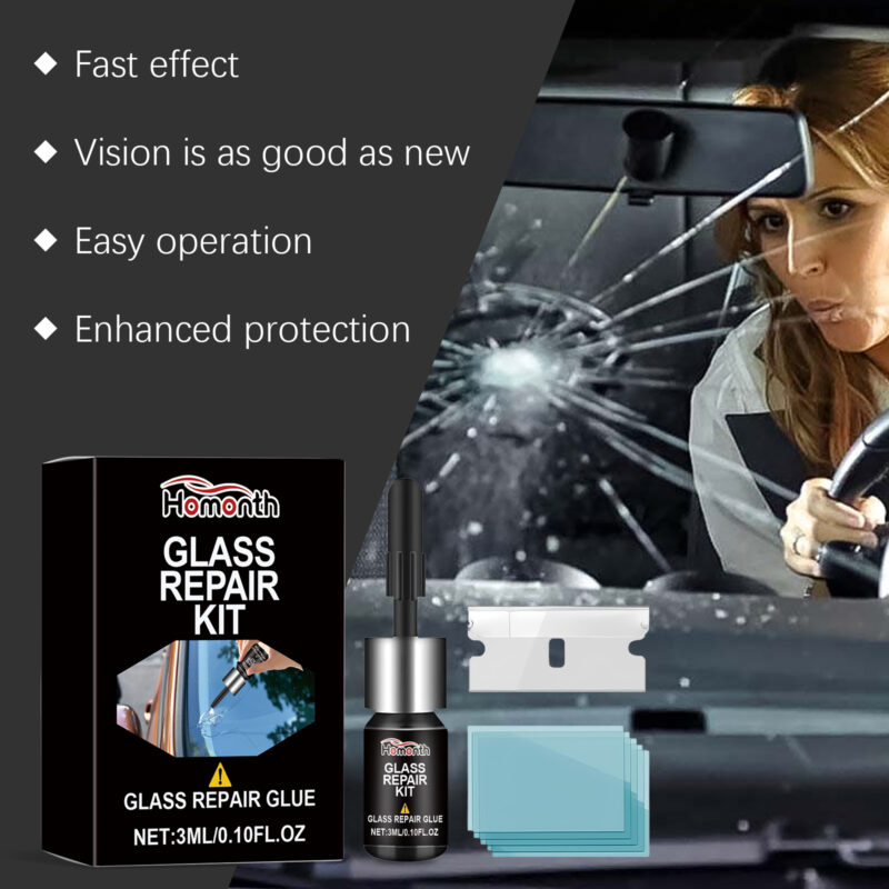 Homonth Fast-Acting Car Windshield Repair Kit – Cracks, Scratches, Clear Vision - Image 3