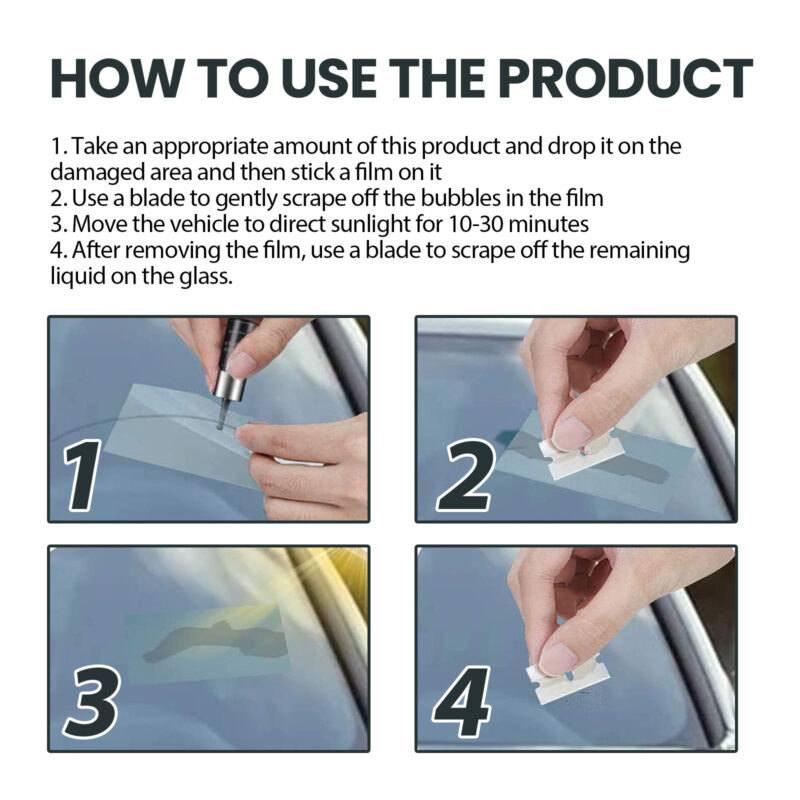 Homonth Fast-Acting Windshield Repair Kit – Car Windshield Crack Fix, Safe Adhesive Solution - Image 6
