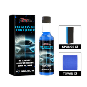 Homonth Multi-Purpose Car Glass Cleaner removing oil film from windshield