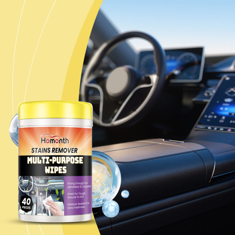 Homonth Multi-Purpose Car Interior Cleaner Wipes – Fast-Acting, Surface-Safe, Portable - Image 2