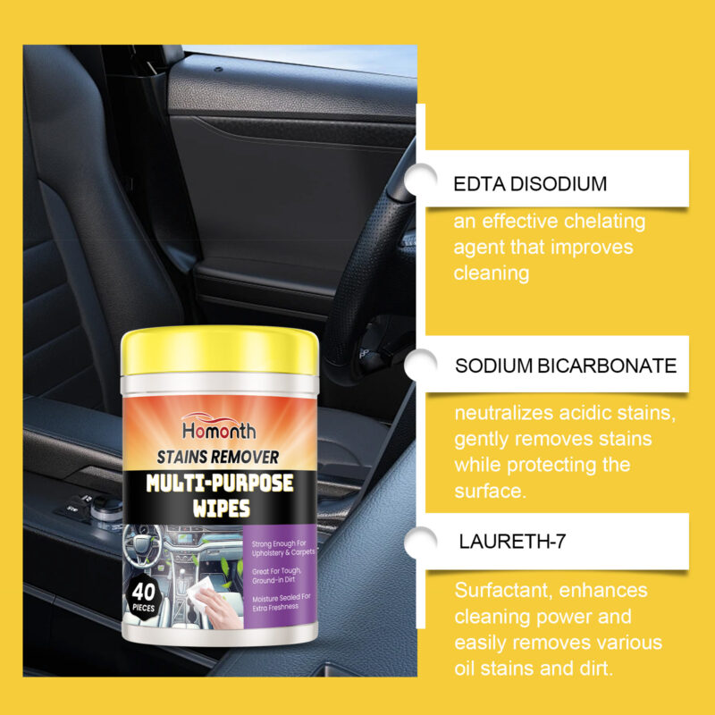 Homonth Multi-Purpose Car Interior Cleaner Wipes – Fast-Acting, Surface-Safe, Portable - Image 3