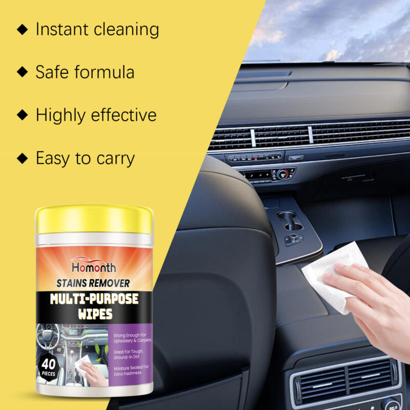 Homonth Multi-Purpose Car Interior Cleaner Wipes – Fast-Acting, Surface-Safe, Portable - Image 4