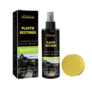 Multi-purpose car interior cleaner restoring plastic with safe fast-acting protective coating