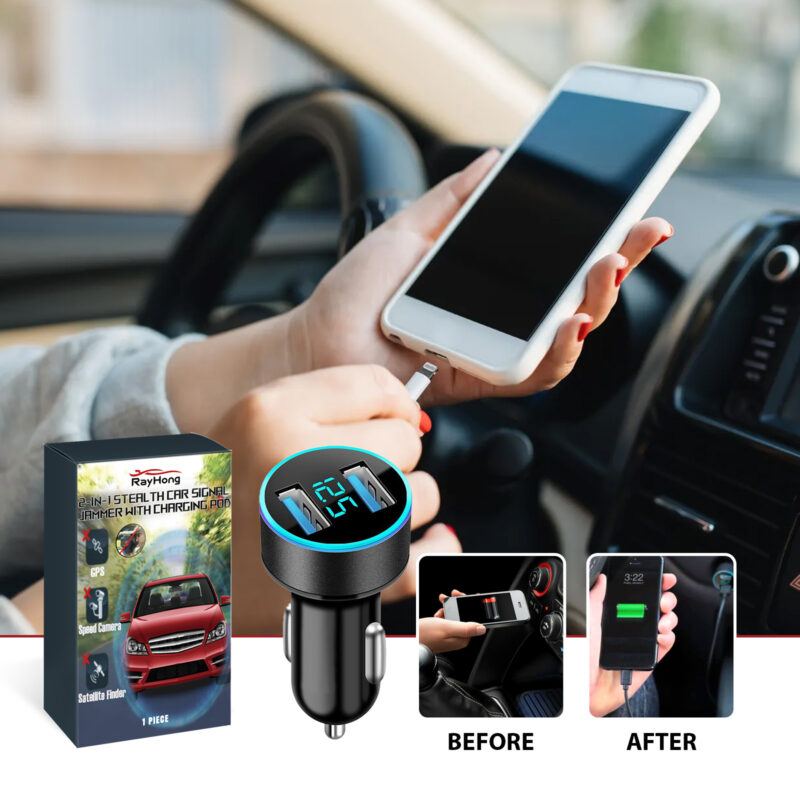 Rayhong 2-in-1 Car Signal Jammer & Dual USB Charger – Multi-Purpose, Safe Charging - Image 2