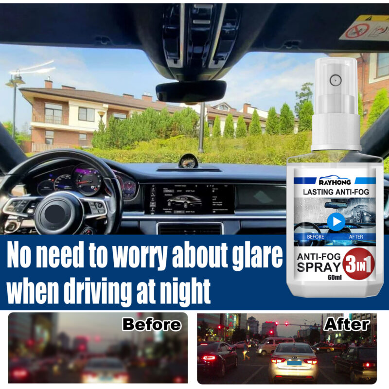 Rayhong 3-in-1 Car Anti-Fog Spray: Multi-Purpose, Safe Glass Cleaner - Image 2