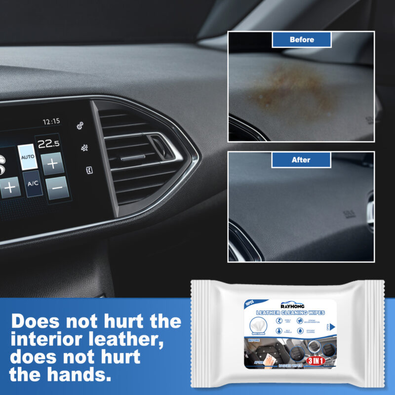 Rayhong 3in1 Car Interior Cleaner Wipes - Multi-Purpose, Surface-Safe Leather Cleaning - Image 2