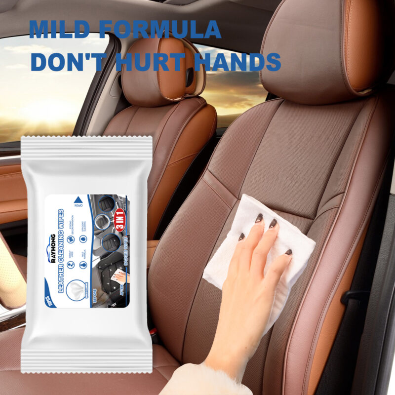 Rayhong 3in1 Car Interior Cleaner Wipes - Multi-Purpose, Surface-Safe Leather Cleaning - Image 3