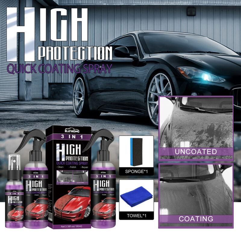 Rayhong 3-in-1 Fast-Acting Car Paint Coating Spray – Multi-Purpose, Surface-Safe Protection - Image 2