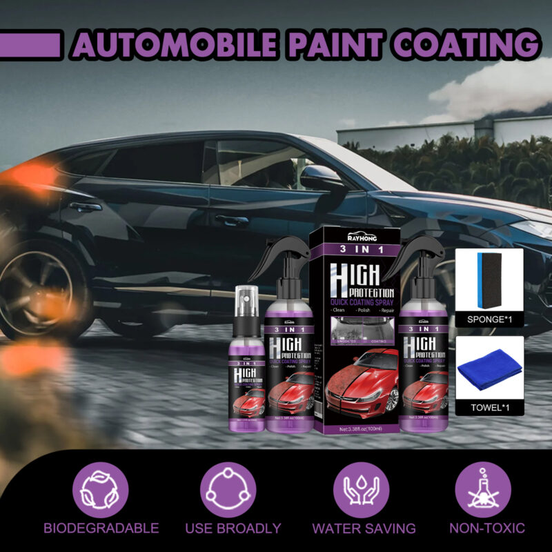 Rayhong 3-in-1 Fast-Acting Car Paint Coating Spray – Multi-Purpose, Surface-Safe Protection - Image 4