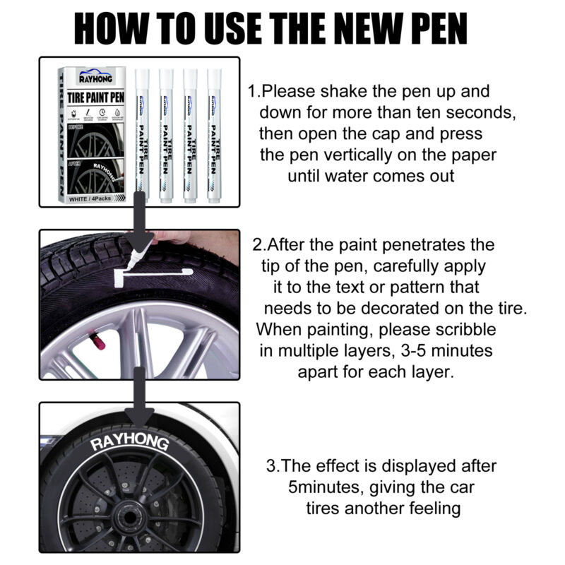 Rayhong Car Tire Paint Pen – Vibrant Tire Letter Decor, Easy Application, Long-Lasting - Image 5