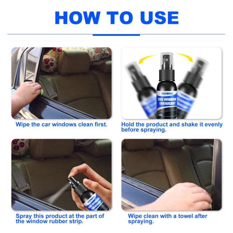 Rayhong Car Window Lubricant Spray: Noise Elimination, Track Protection, Safe Multi-Purpose - Image 5