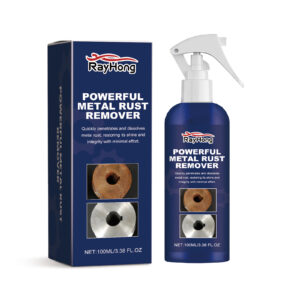Rayhong fast-acting car rust remover removing rust quickly from metal surfaces