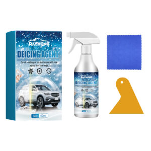 Rayhong fast-melting deicing spray removing ice from winter car windshield