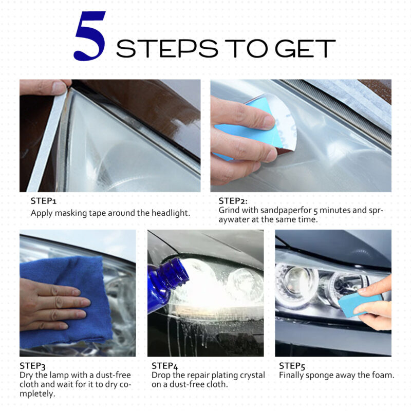 Rayhong Headlight Restorer Kit: Scratch Remover, Yellowing Treatment, Surface-Safe Formula - Image 6