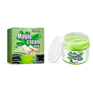 Rayhong Magic Clean Jelly multi-purpose car interior cleaner decontamination gel in use on dashboard