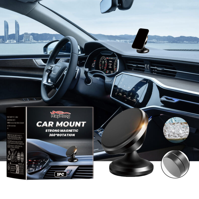 Rayhong Magnetic Car Phone Mount – Rotating Dashboard Stand, Compact Easy-Install Accessory - Image 2