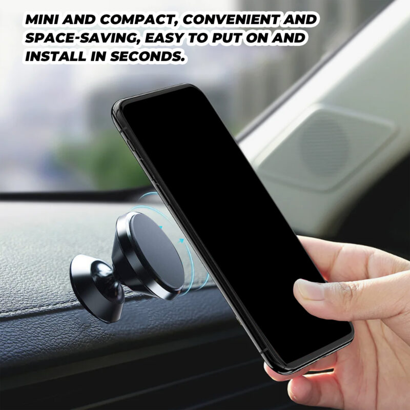 Rayhong Magnetic Car Phone Mount – Rotating Dashboard Stand, Compact Easy-Install Accessory - Image 4