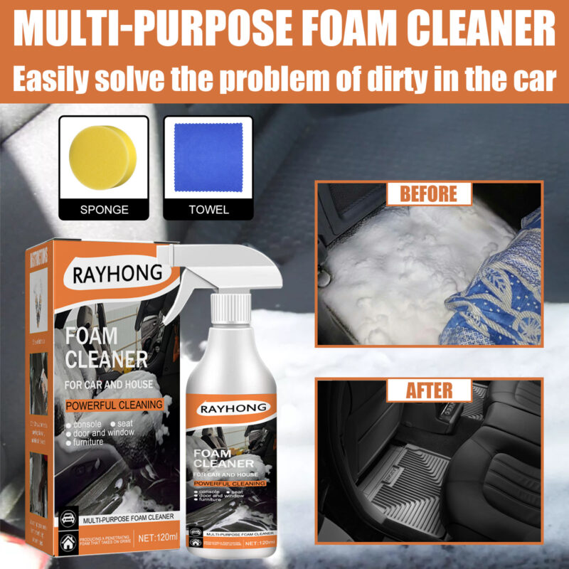 Rayhong Multi-Functional Foam Cleaner – Fast-Acting Car Interior Stain Remover (120ml) - Image 2
