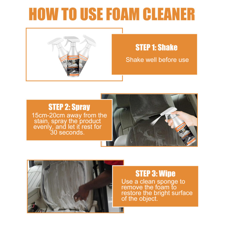 Rayhong Multi-Functional Foam Cleaner – Fast-Acting Car Interior Stain Remover (120ml) - Image 5